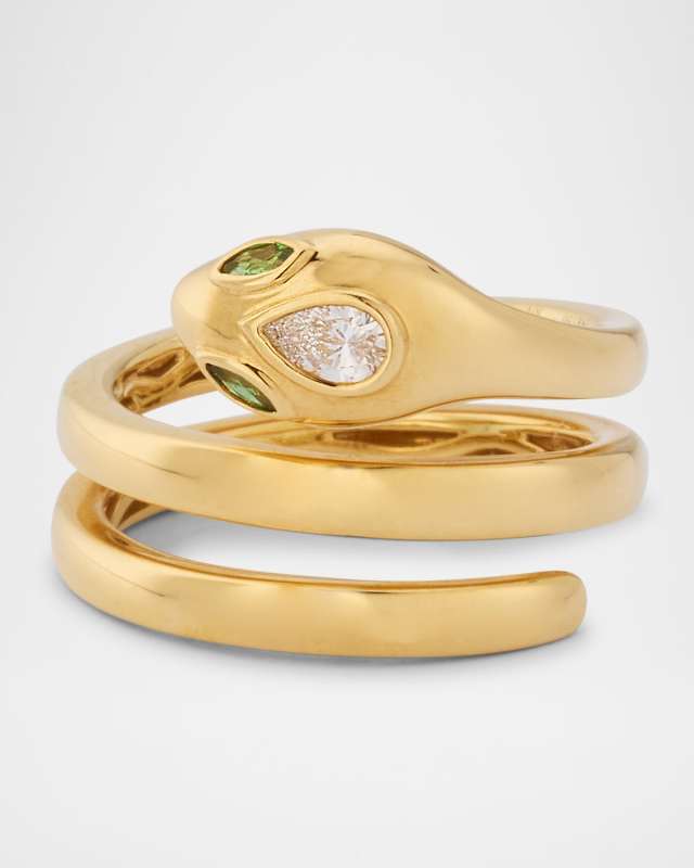 18K Yellow Gold Snake Coil Ring